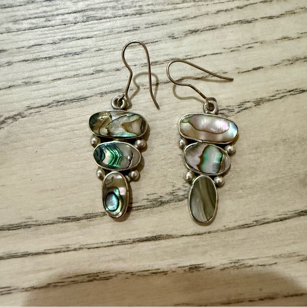 Sterling Silver Albalone Shell Earrings